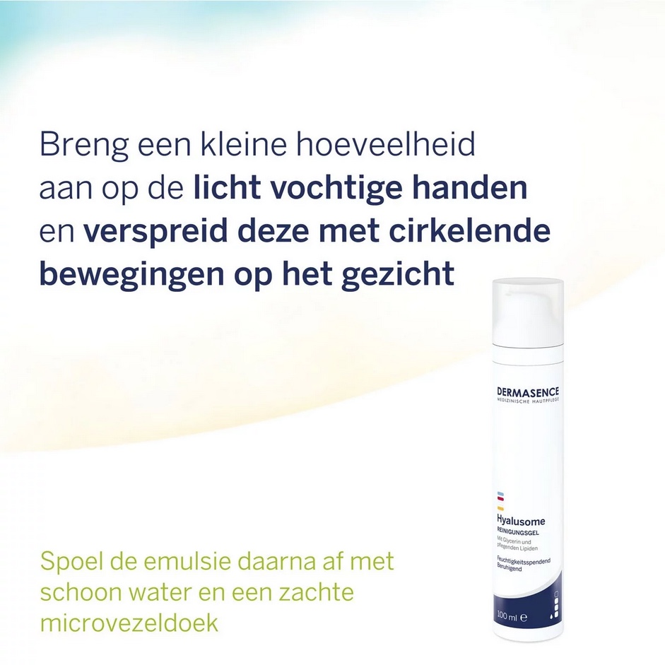 Breng een kleine hoeveelheid aan op de licht vochtige handen en verspreid deze met cirkelende bewegingen op het gezicht