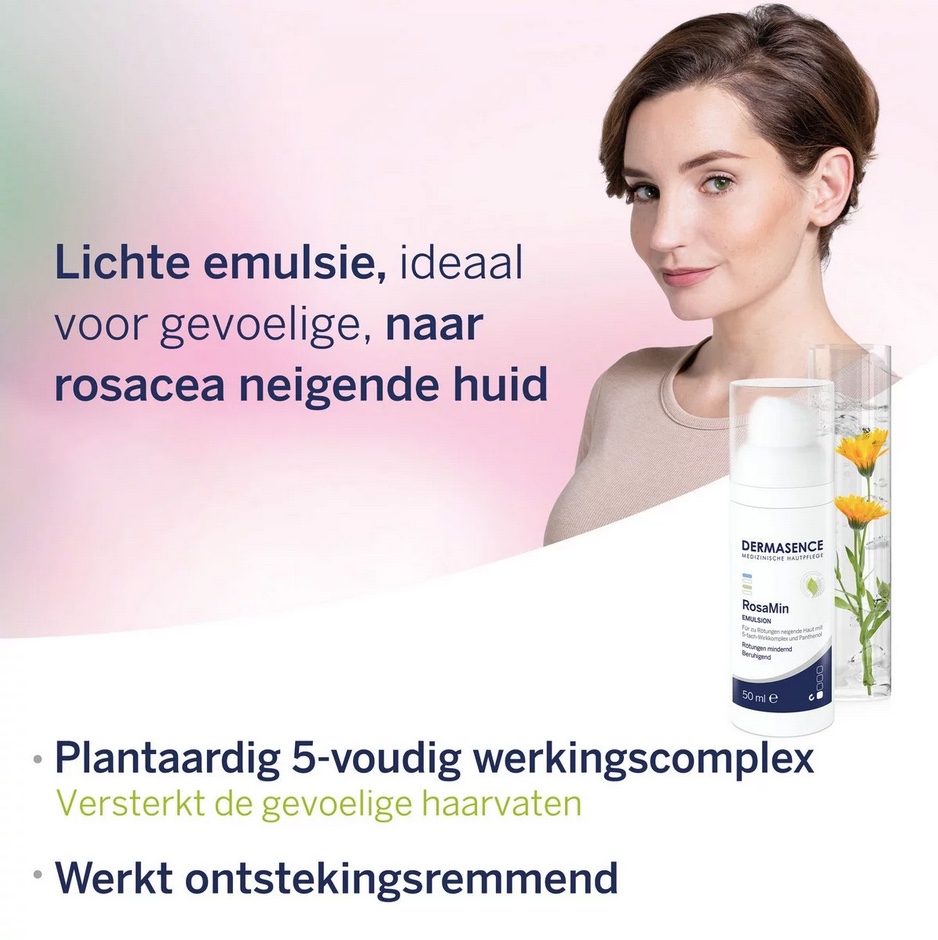 Foto uitleg: lichte emulsie, ideaal voor gevoelige naar rosacea neigende huid