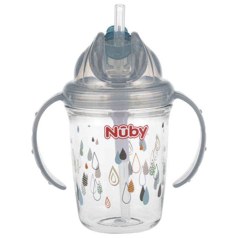 Nuby Flip-It Antilekbeker Tr+Hand Grijs 12+M 240ml