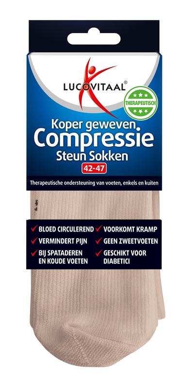 Compressie Koper Sok Maat 32-47 Huidskleur