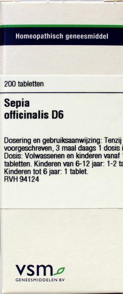 Vsm Sepia Officinalis D6 Tablet
