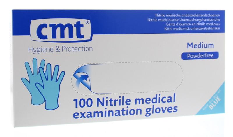 Handschoen Cmt Nitriel Poedervrij Blauw M