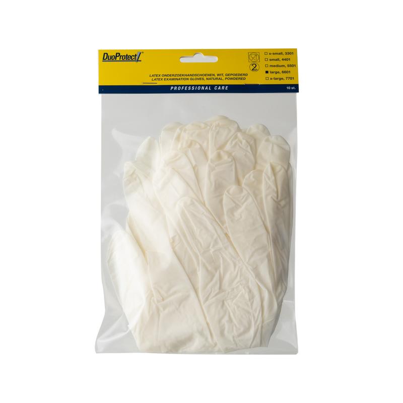 Duoprotect Onderz Handschoen Latex Gep Wit Large