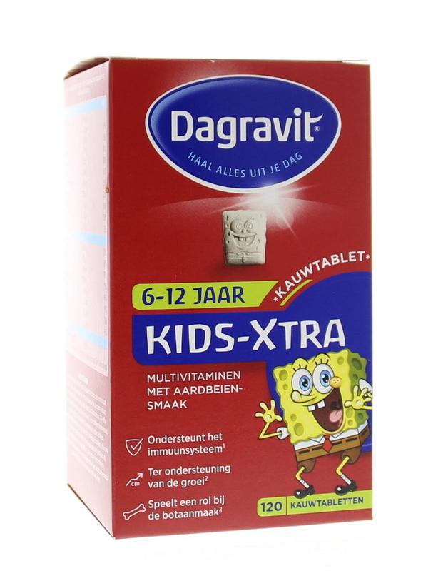 Dagravit Multivit Kids Xtra 6-12 Jaar Aardbei Tab