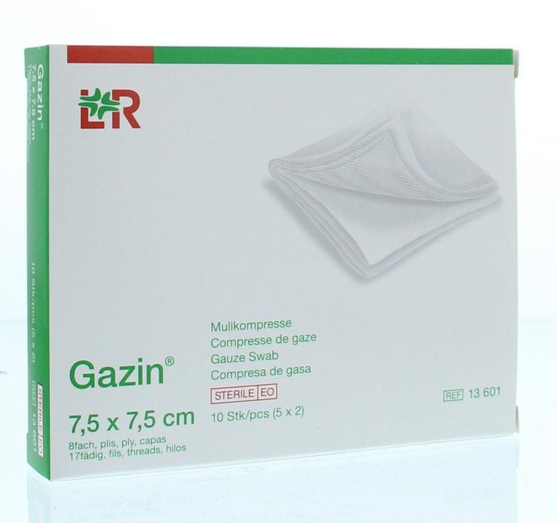 Gazin Gaaskompres 7,5x 7,5cm 8l 2st-Vp Steriel