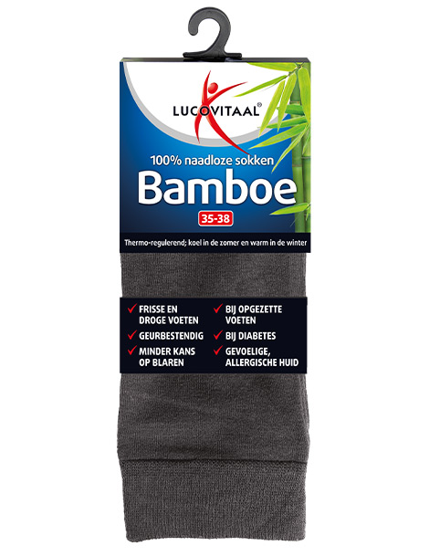 Bamboe Sok Lang Antraciet Maat 43-46
