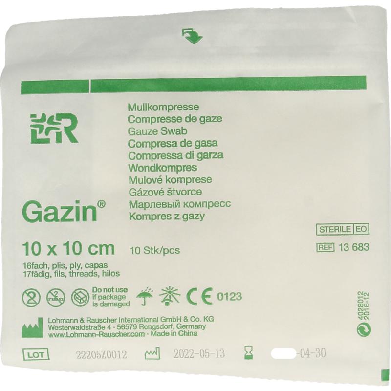 Gazin Gaaskompres 10x10cm 16l 17drd