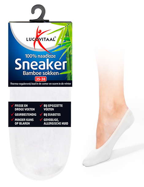 Bamboe Sneakersok Wit Maat 39-42