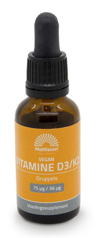 Vitamine D3/K2 75mcg/36mcg Vegan Druppels