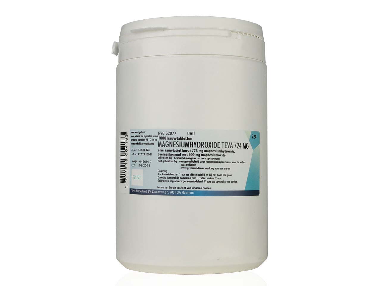 Magnesiumhydroxide Teva Kauwtablet 724mg