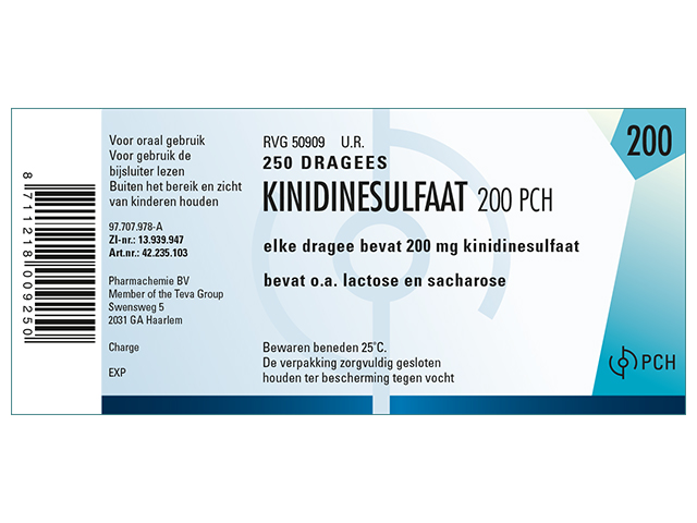Kinidinesulfaat 200mg Dragee