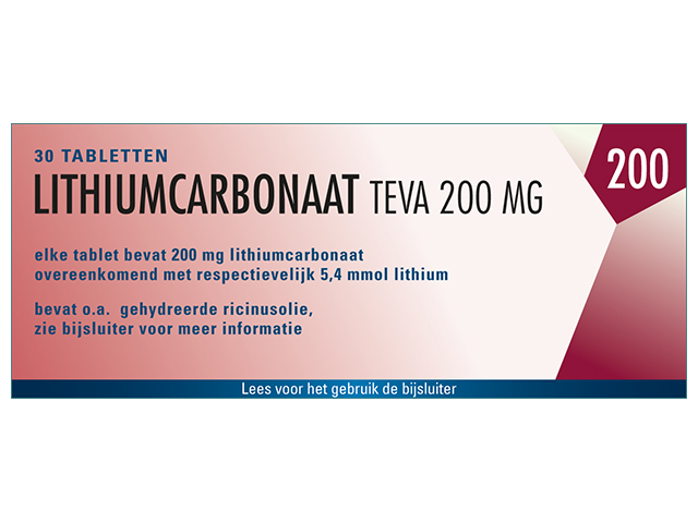 Lithiumcarbonaat Teva Tablet 200mg