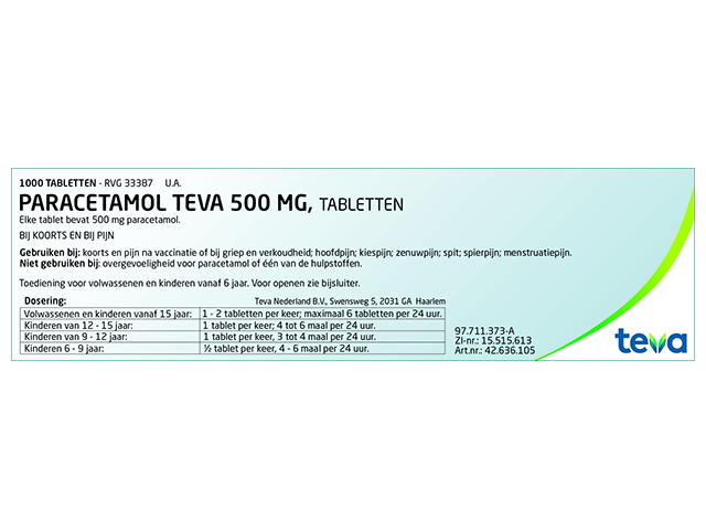 Paracetamol Teva Tablet 500mg