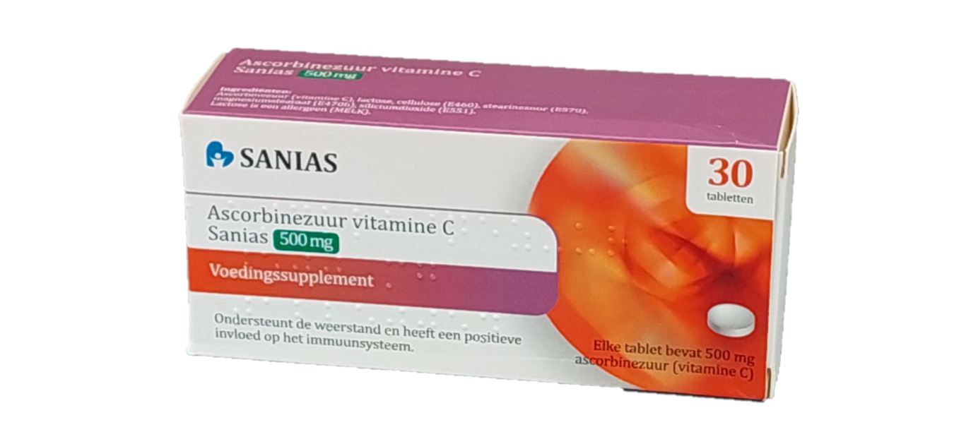 Ascorbinezuur Vitamine C Tablet 500mg Sanias