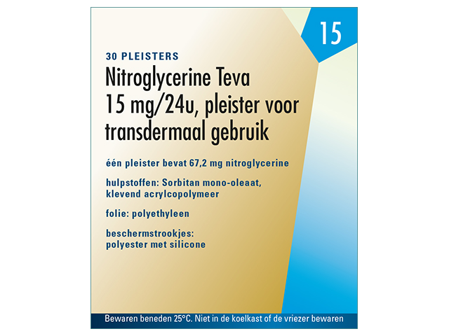 Nitroglycerine Teva Pleister Transderm 15mg/24uur