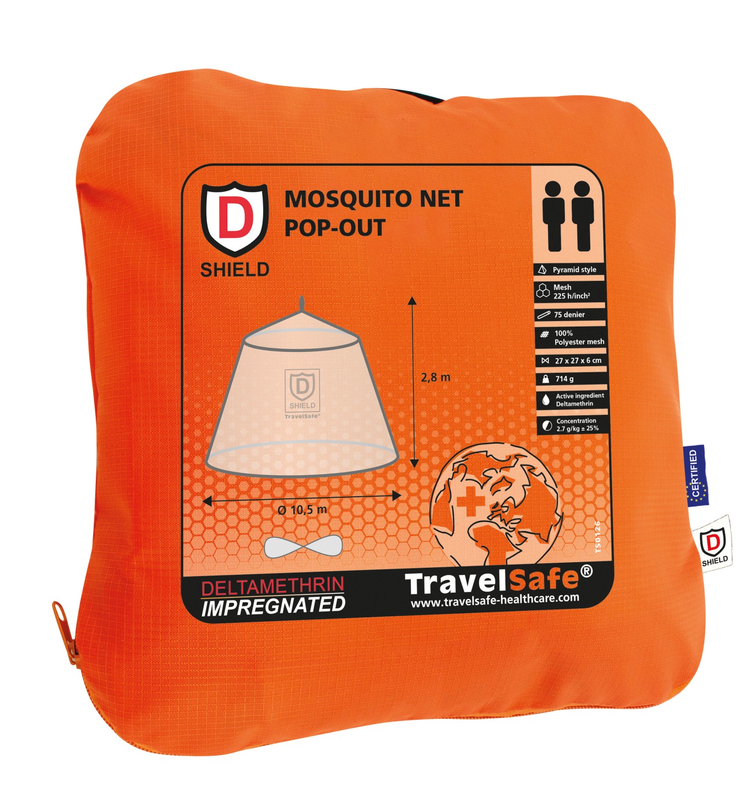 Travelsafe Geïmpregneerde Klamboe Pop-Out - 2 Persoons
