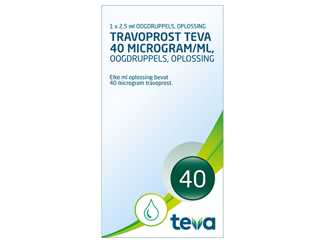Travoprost Teva Oogdruppels 40mcg/ml Flac 2,5ml