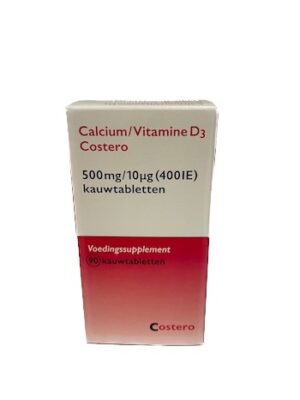 Calcium/Vitamine D3 Costero Kauwtabl 500mg/400ie