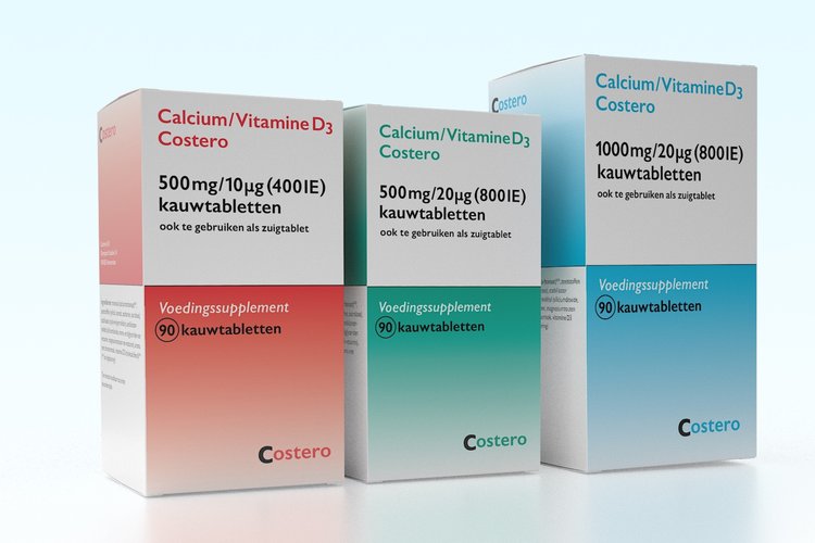 Calcium/Vitamine D3 Costero Kauwtabl 1000mg/800ie