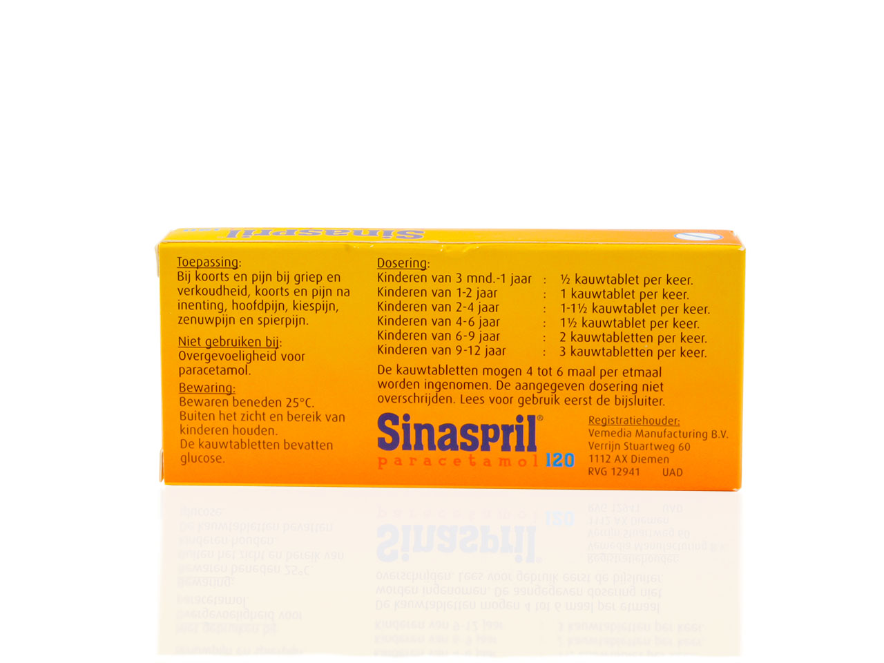 Sinaspril Paracetamol Kauwtablet 120mg