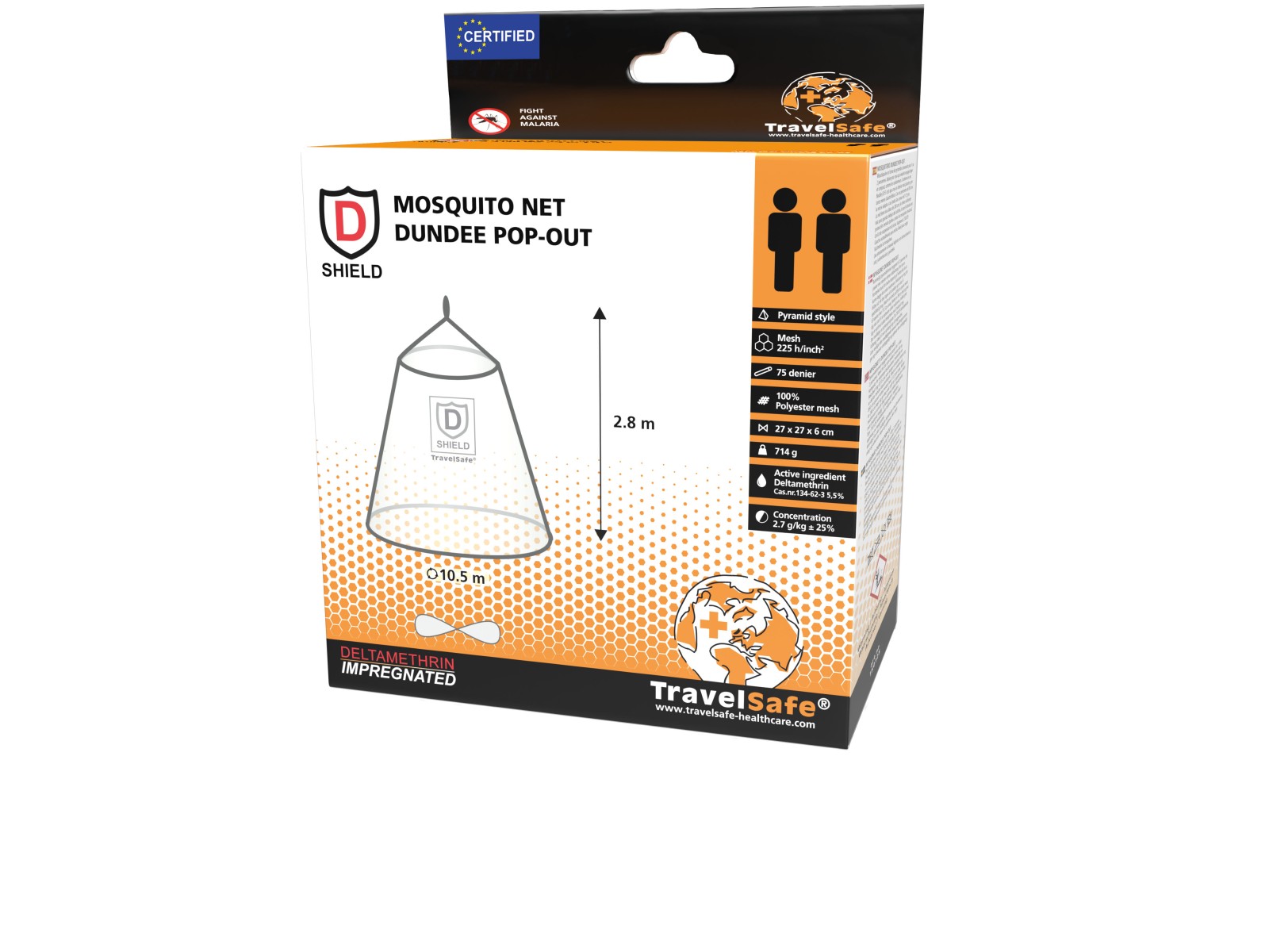 Travelsafe Geïmpregneerde Klamboe Pop-Out - 2 Persoons