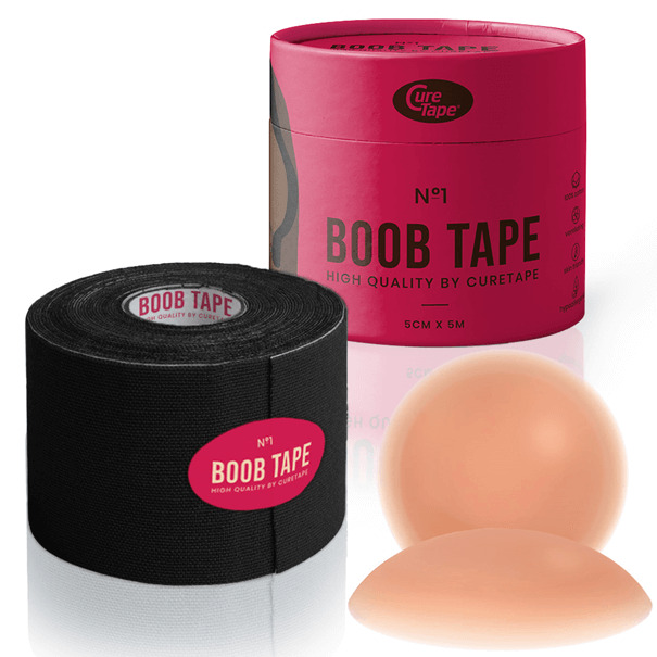 Boobtape No 1 Incl. Nipple Covers - 5cm X 5m Black