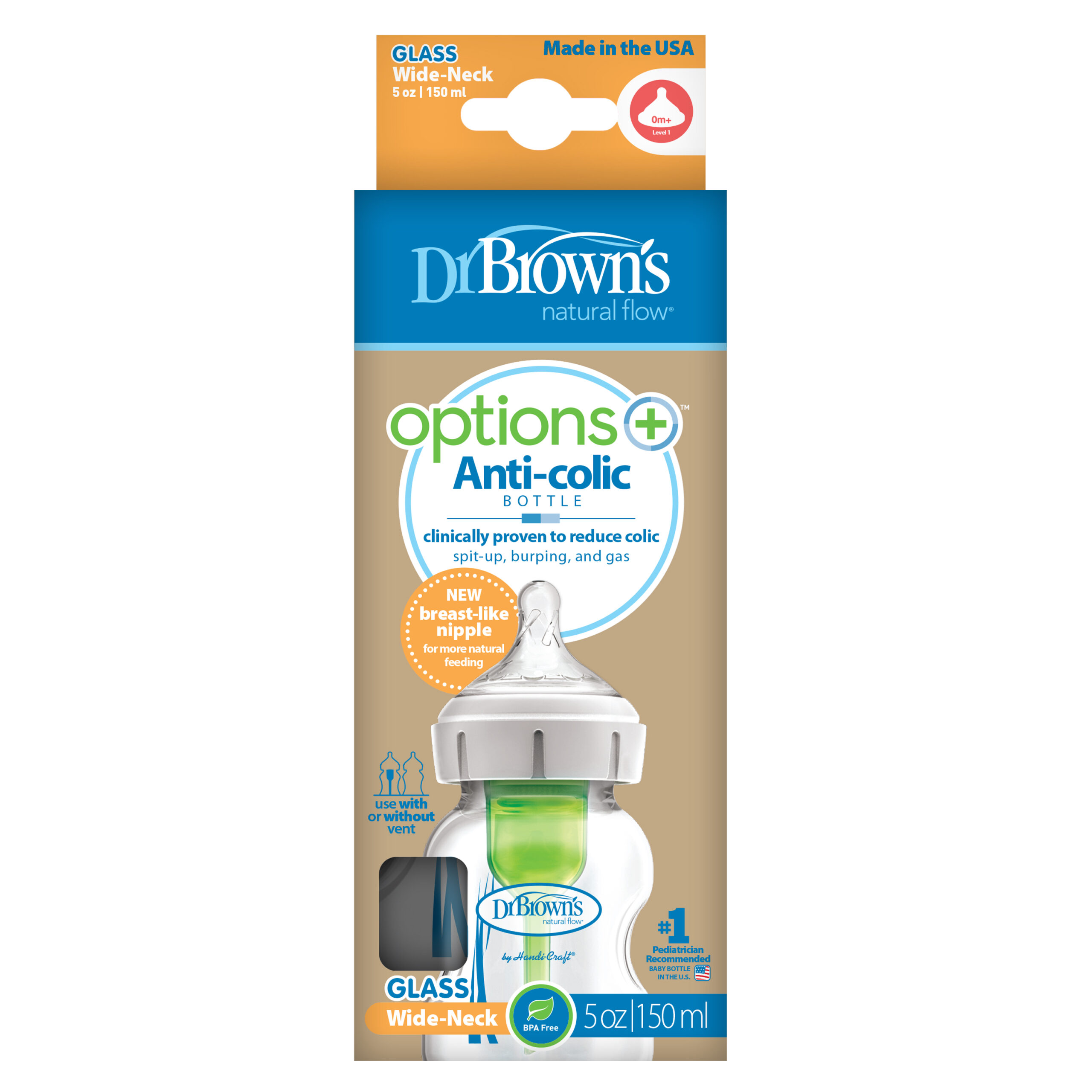 Dr Brown'S Options+ Brede Halsfles Glas 150ml
