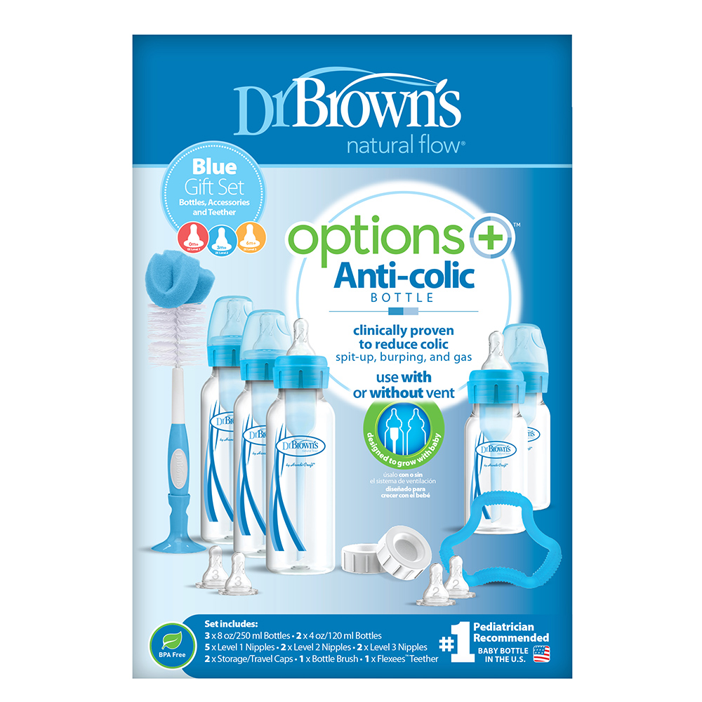 Dr Brown’S Bottle Giftset, Standaard Halsfles Blauw