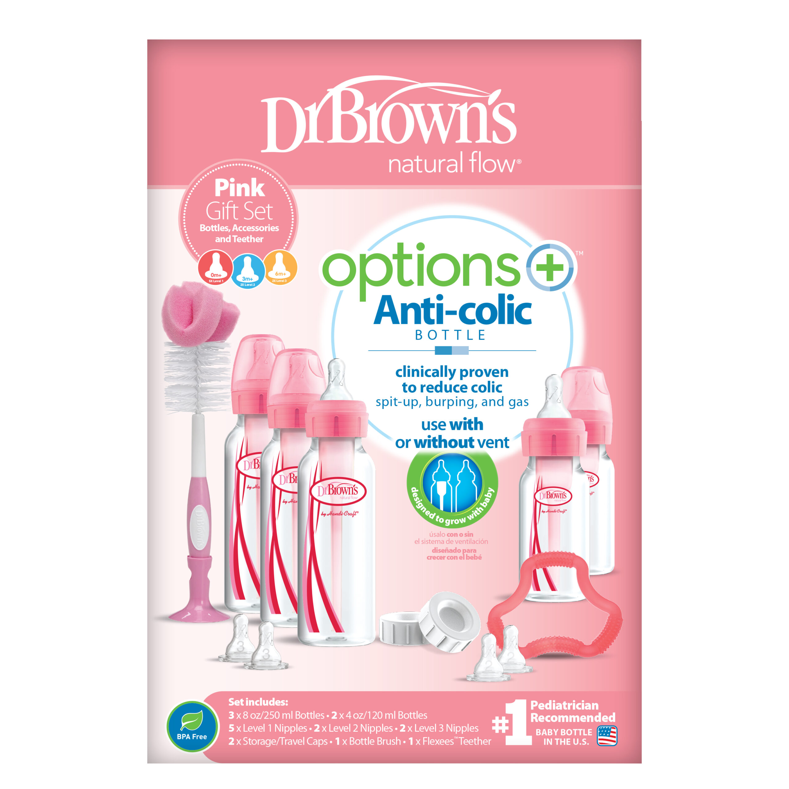 Dr Brown’S Bottle Giftset | Standaard Halsfles Roze
