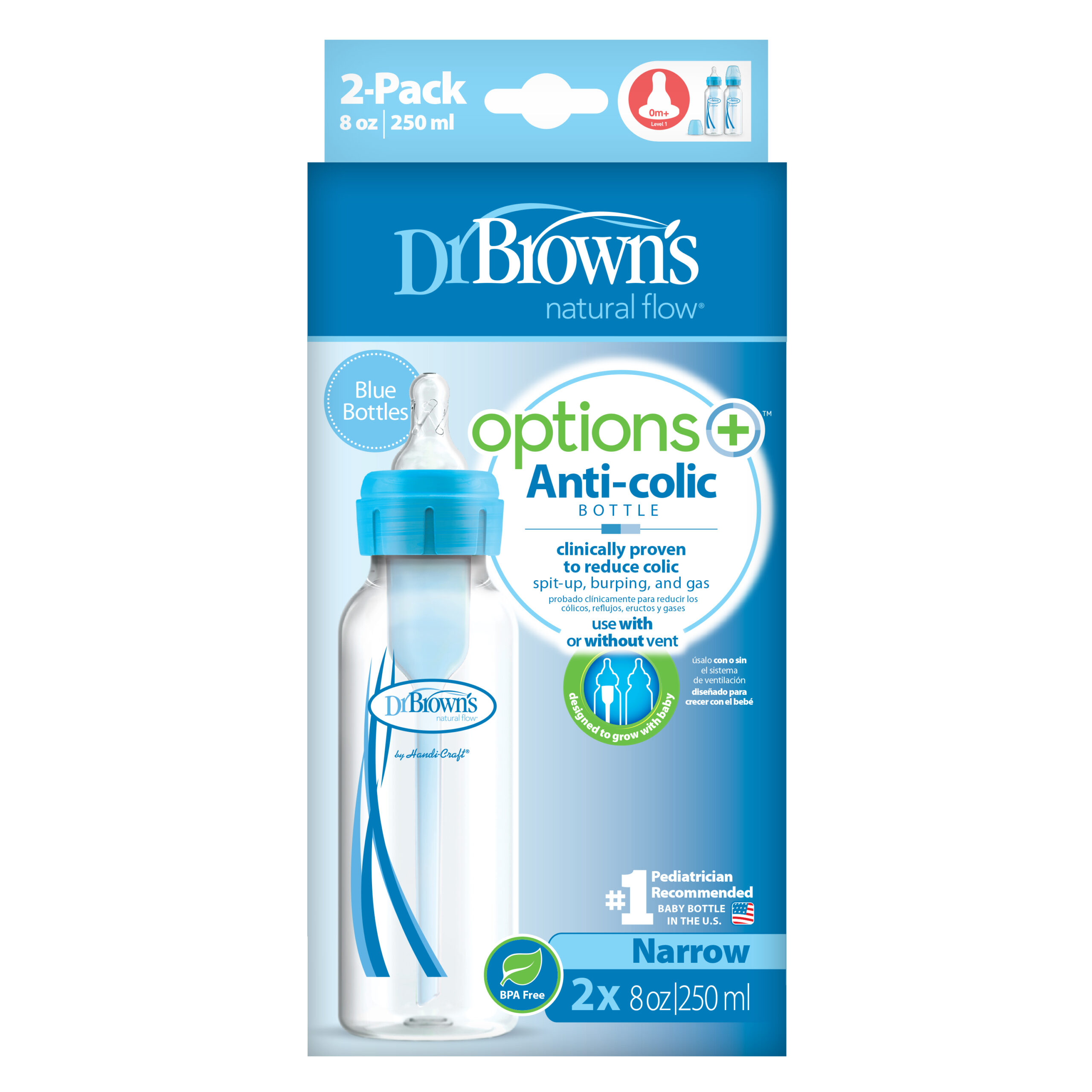 Dr. Brown’S Options+ Standaard Halsfles Blauw 250 ml